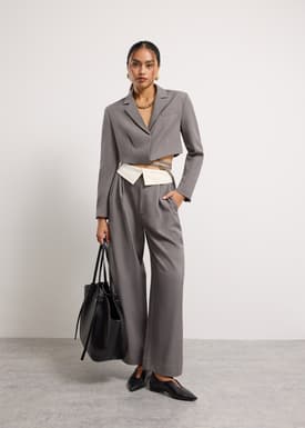 Detachable Waistband Flap Straight Leg Pants