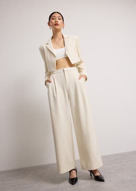 Detachable Waistband Flap Straight Leg Pants
