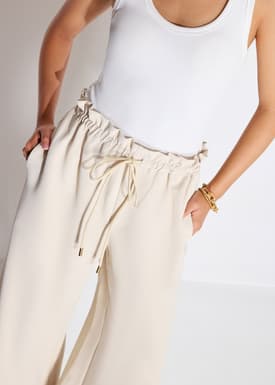 Elastic Drawstring Straight Leg Pants
