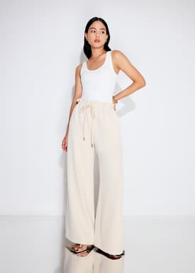 Elastic Drawstring Straight Leg Pants