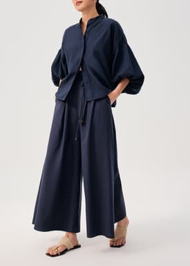 Leggy™ Belted Cotton Wide Leg Pants