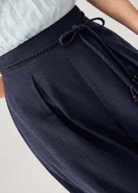 Leggy™ Belted Cotton Wide Leg Pants