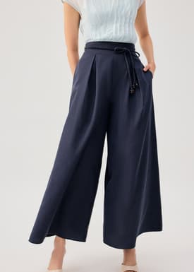 Leggy™ Belted Cotton Wide Leg Pants