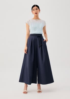 Leggy™ Belted Cotton Wide Leg Pants