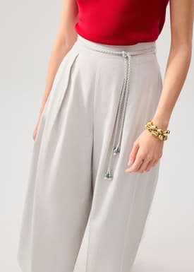 Leggy™ Belted Cotton Wide Leg Pants