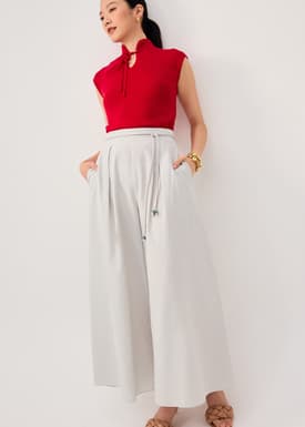 Leggy™ Belted Cotton Wide Leg Pants