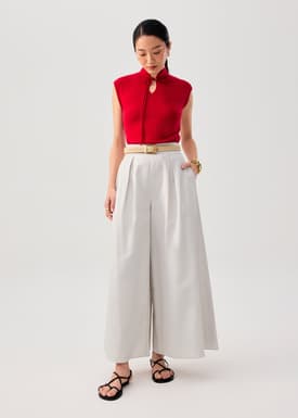 Leggy™ Belted Cotton Wide Leg Pants