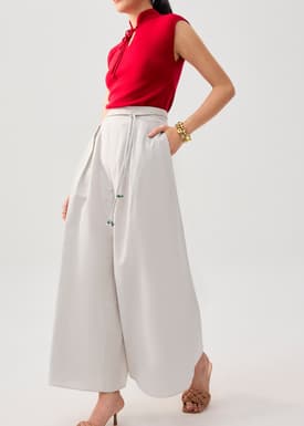 Leggy™ Belted Cotton Wide Leg Pants
