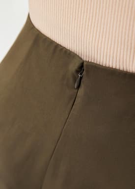 Lyocell Front Twist Mid Waist Wide Leg Pants