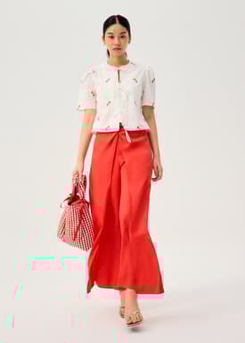 Lyocell Front Twist Mid Waist Wide Leg Pants