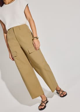 Lyocell Cargo Mid Waist Cocoon Pants