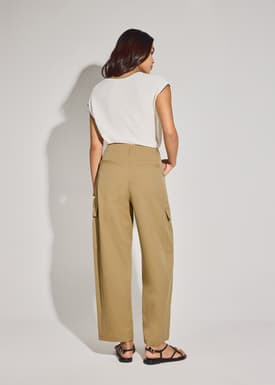 Lyocell Cargo Mid Waist Cocoon Pants