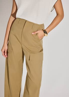 Lyocell Cargo Mid Waist Cocoon Pants