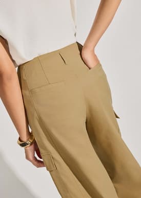 Lyocell Cargo Mid Waist Cocoon Pants