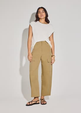 Lyocell Cargo Mid Waist Cocoon Pants