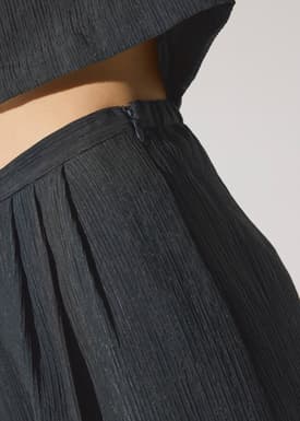 Elastic Textured Lyocell Mid Waist Straight Leg Pants