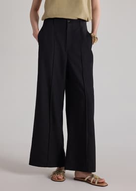 Pintuck Wide Leg Pants