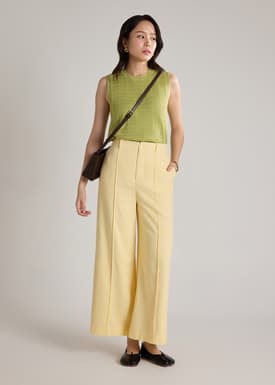 Pintuck Wide Leg Pants