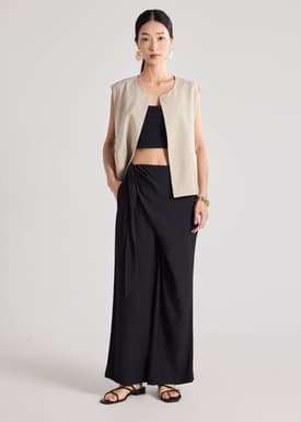 Crinkled Faux Wrap Pants