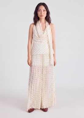 Georgette Polka Dot Flare Pants