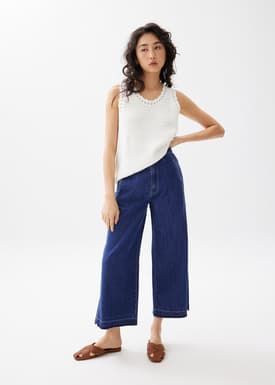 Relaxed Denim Wide Leg Jeans