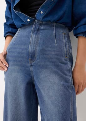 Denim Cropped Wide Leg Culottes