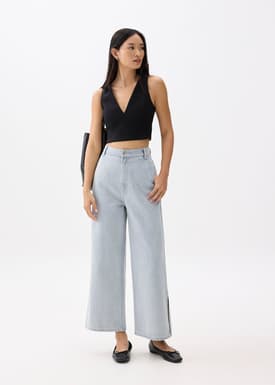 Denim High Rise Wide Leg Jeans