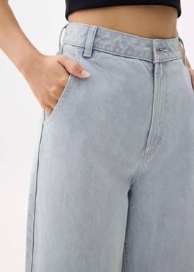 Denim High Rise Wide Leg Jeans