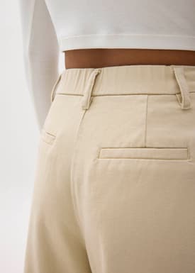 Denim Elastic Pleated Straight Leg Jeans