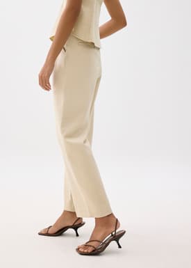 Denim Elastic Pleated Straight Leg Jeans