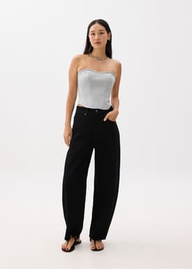 High Waist Denim Barrel Jeans