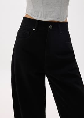 High Waist Denim Barrel Jeans