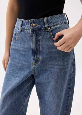High Waist Denim Barrel Jeans