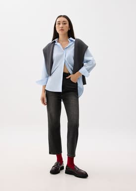 Denim Ankle Length Straight Leg Jeans