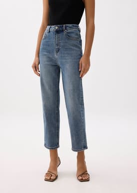 Denim Ankle Length Straight Leg Jeans