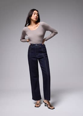 Leggy™ Denim Pintuck Straight Leg Jeans