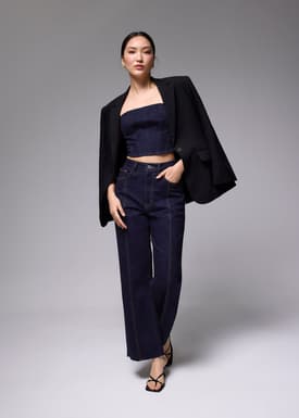 Leggy™ Denim Pintuck Straight Leg Jeans