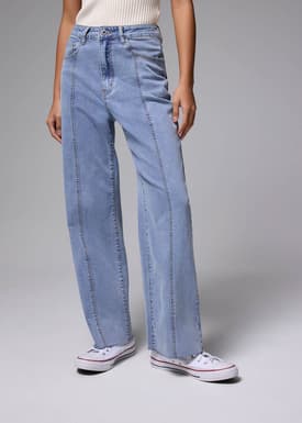 Leggy™ Denim Pintuck Straight Leg Jeans