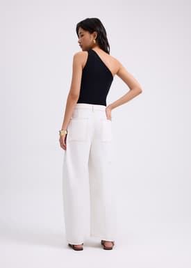 Denim Mid Waist Panelled Barrel Jeans