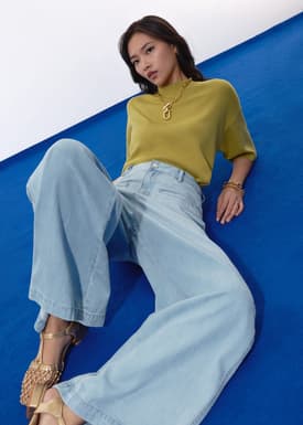 Leggy™ Denim High Waist Wide Leg Jeans