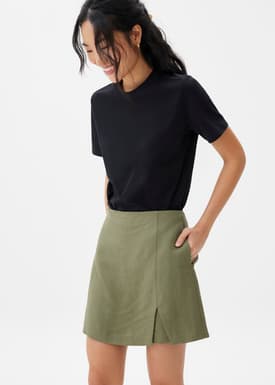Linen A-line Skort