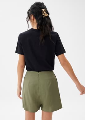 Linen A-line Skort