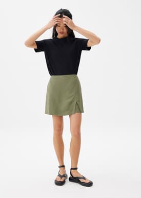 Linen A-line Skort