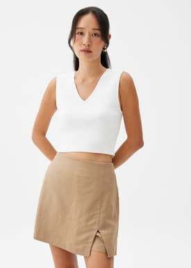Linen A-line Skort