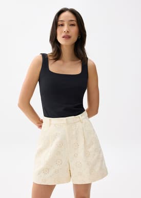 Broderie High Waist Tailored Shorts