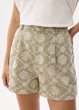 Broderie High Waist Tailored Shorts
