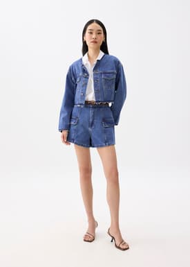 Denim High Waist A-line Shorts