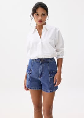 Denim High Waist A-line Shorts