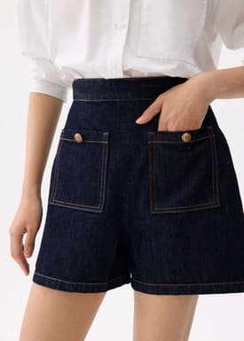 Elastic Denim High Waist Shorts