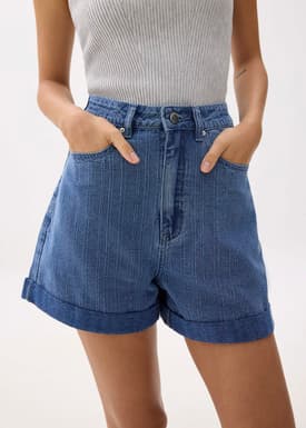 High Waist Denim A-line Shorts